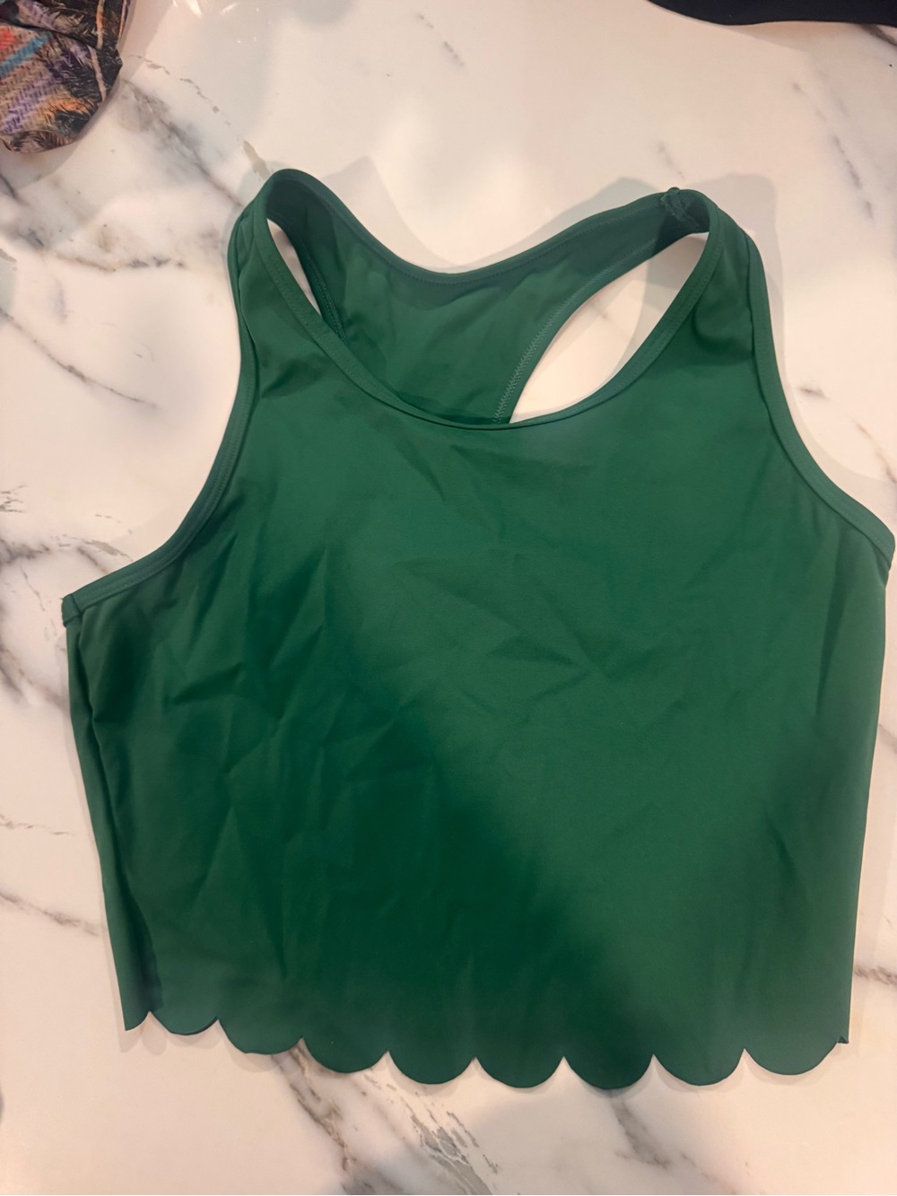 Kelly Green tennis pickleball outfit! Scallop Hem Racerback Crop and skirt